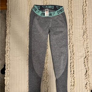 Gymshark Gray Leggings with Teal Waistband
